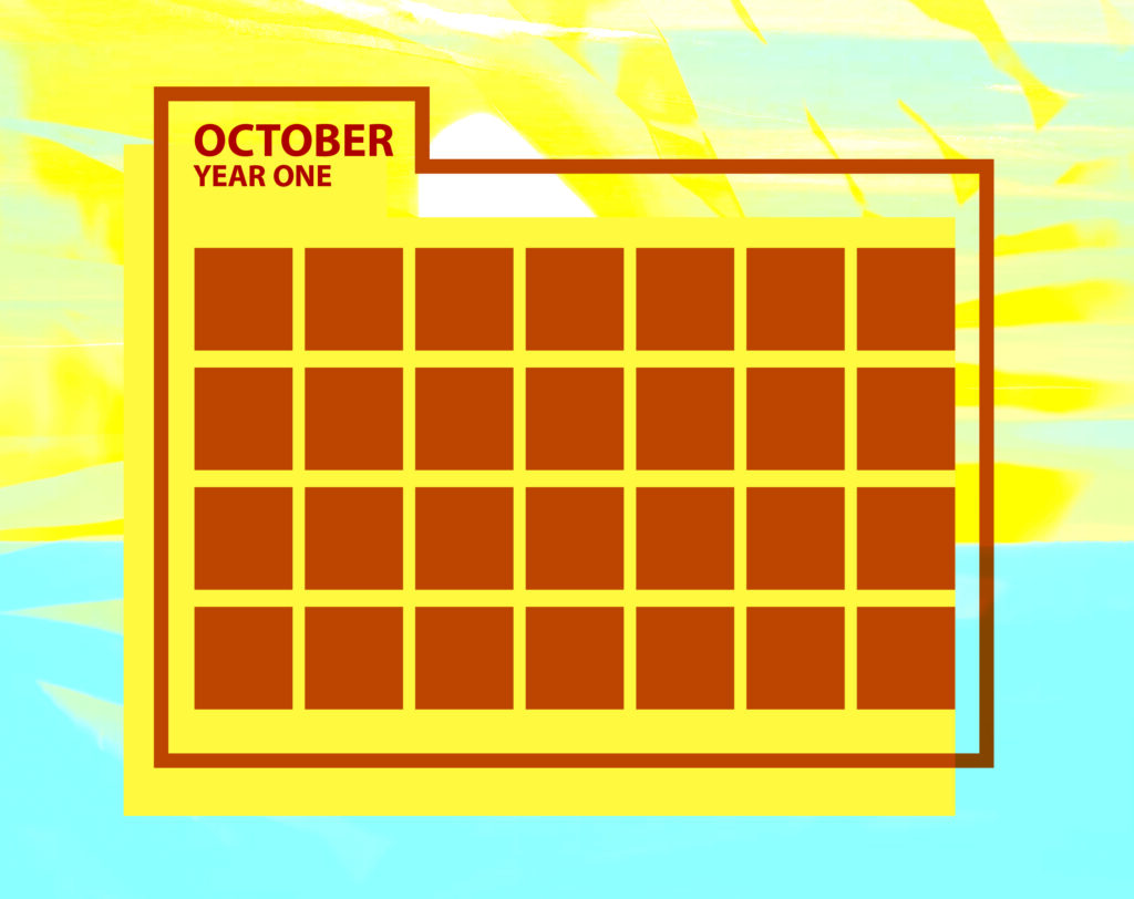 Calendar graphic depicting the first year
